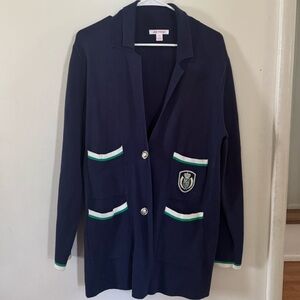 Joe Fresh Navy sweater Blazer with White and Green Trim